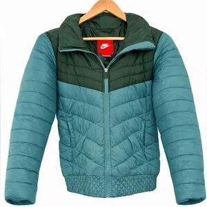Nike Cascade 700 Goose Down Jacket Women Small Teal & Dark Green Vintage Puffer
